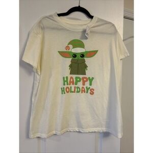 New with Tags- Star Wars-Womens Happy Holidays Grogu T-Shirt-Size XL-Mad Engine